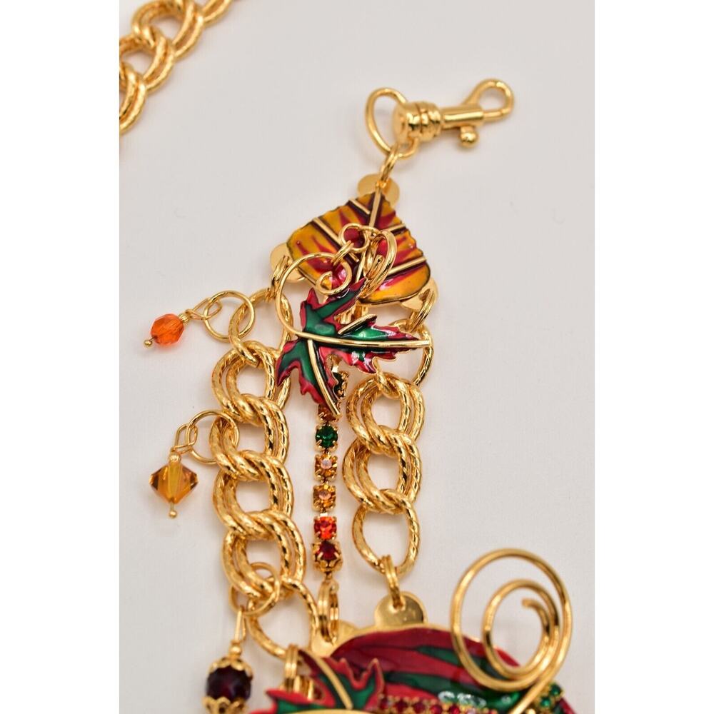 Lunch At The Ritz Autumn Fall Belt Chain Rhinestone Crystal Maple Leaf RARE - Picture 8 of 16